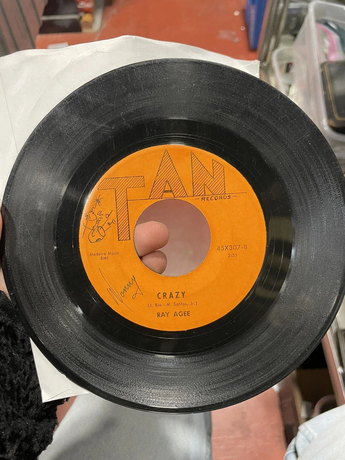 RAY AGEE: crazy / how could you say goodbye TAN 7" Single 45 RPM vg-