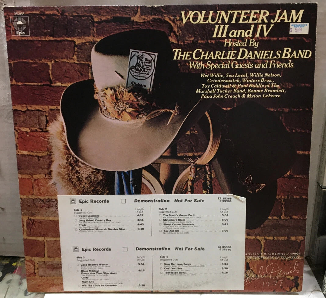 The Charlie Daniels Band Volunteer Jam lll And IV Promo Record E235368
