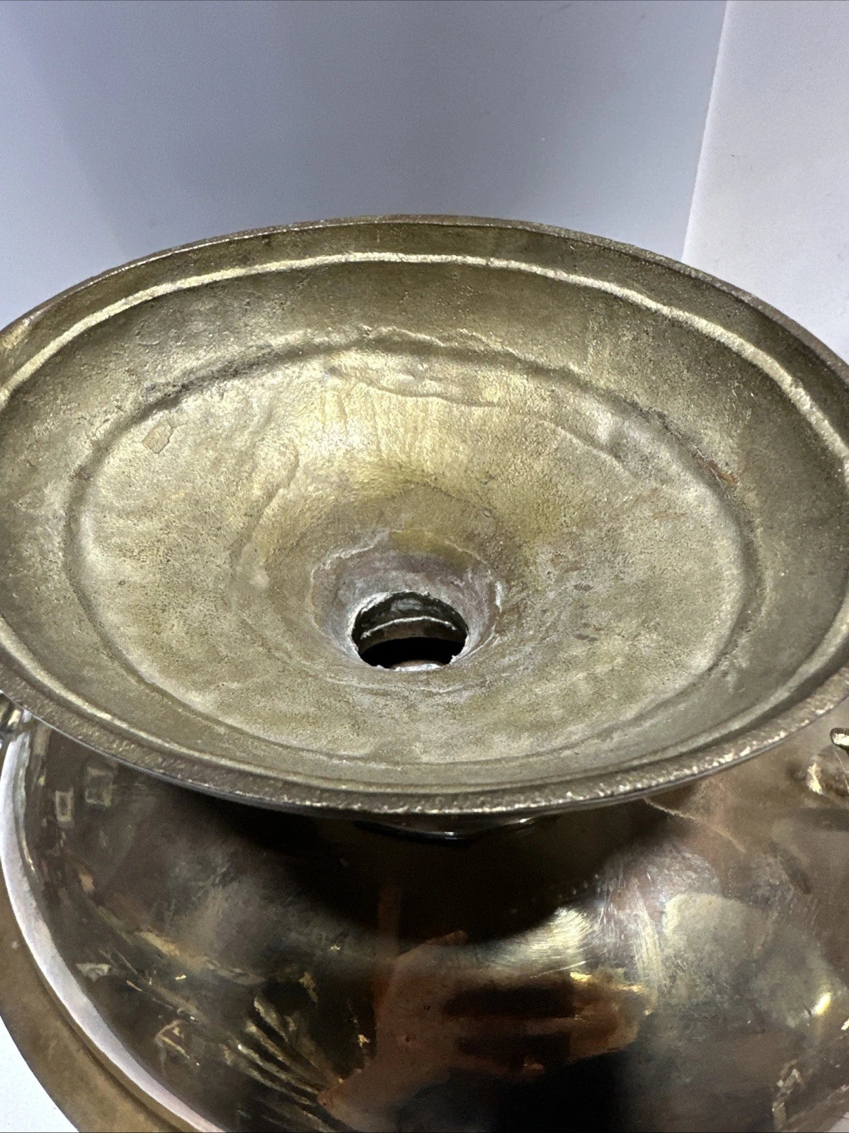 Mid Century Modern French Brass Compote With Koi Fish Handle 20th Century