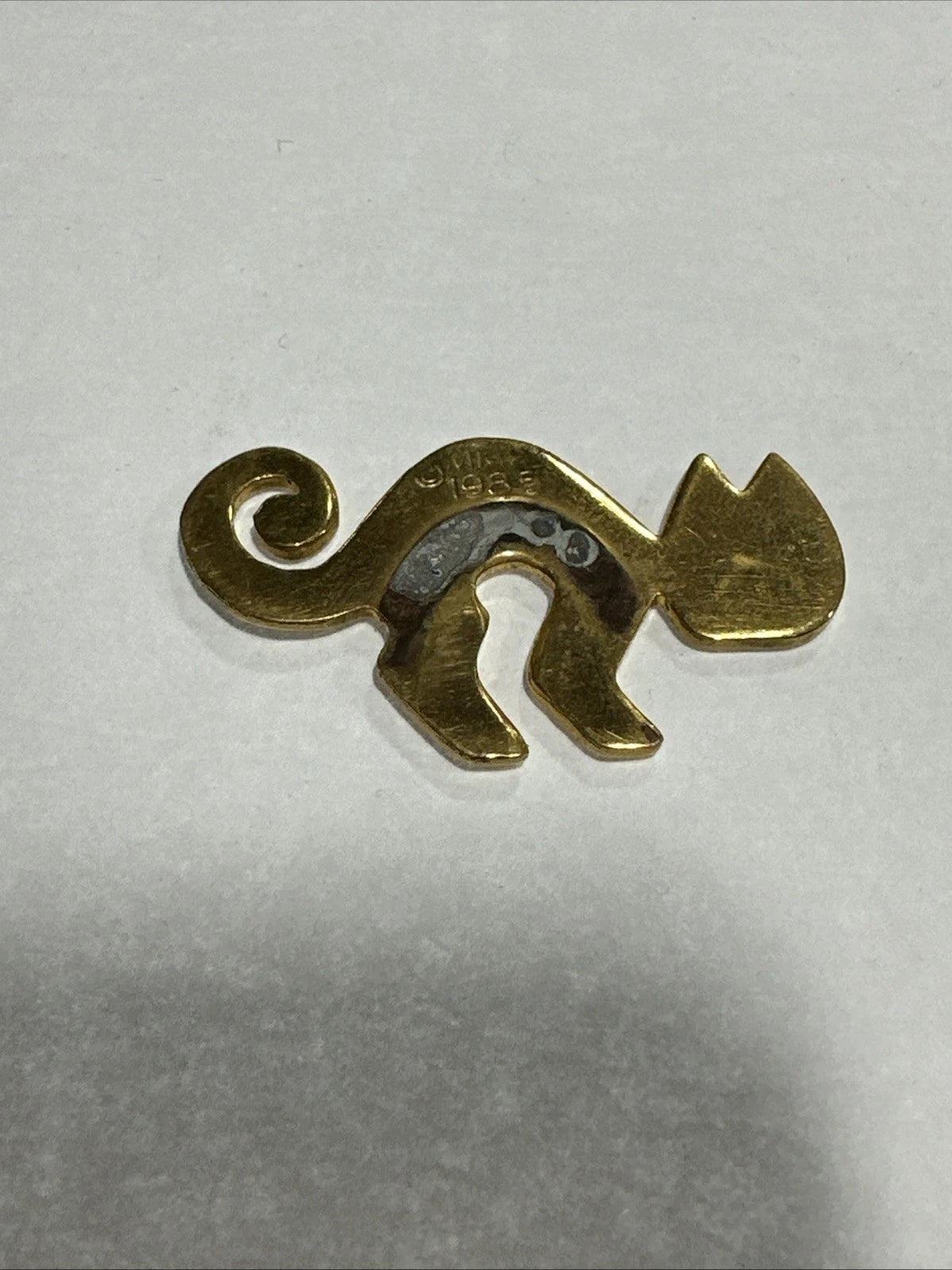 MMA Metropolitan Museum Of Art Black Enamel Cat Brooch Pin, Back Missing