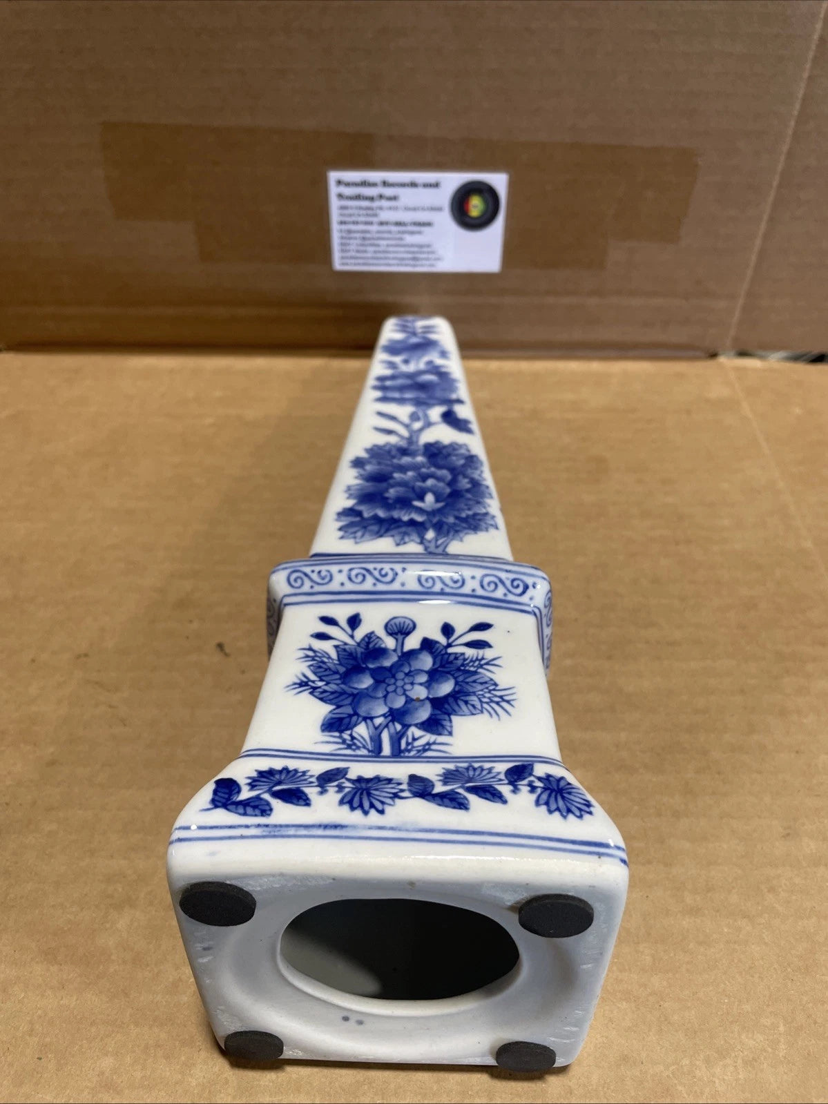 Neoclassical French Country Porcelain Blue and White Obelisk