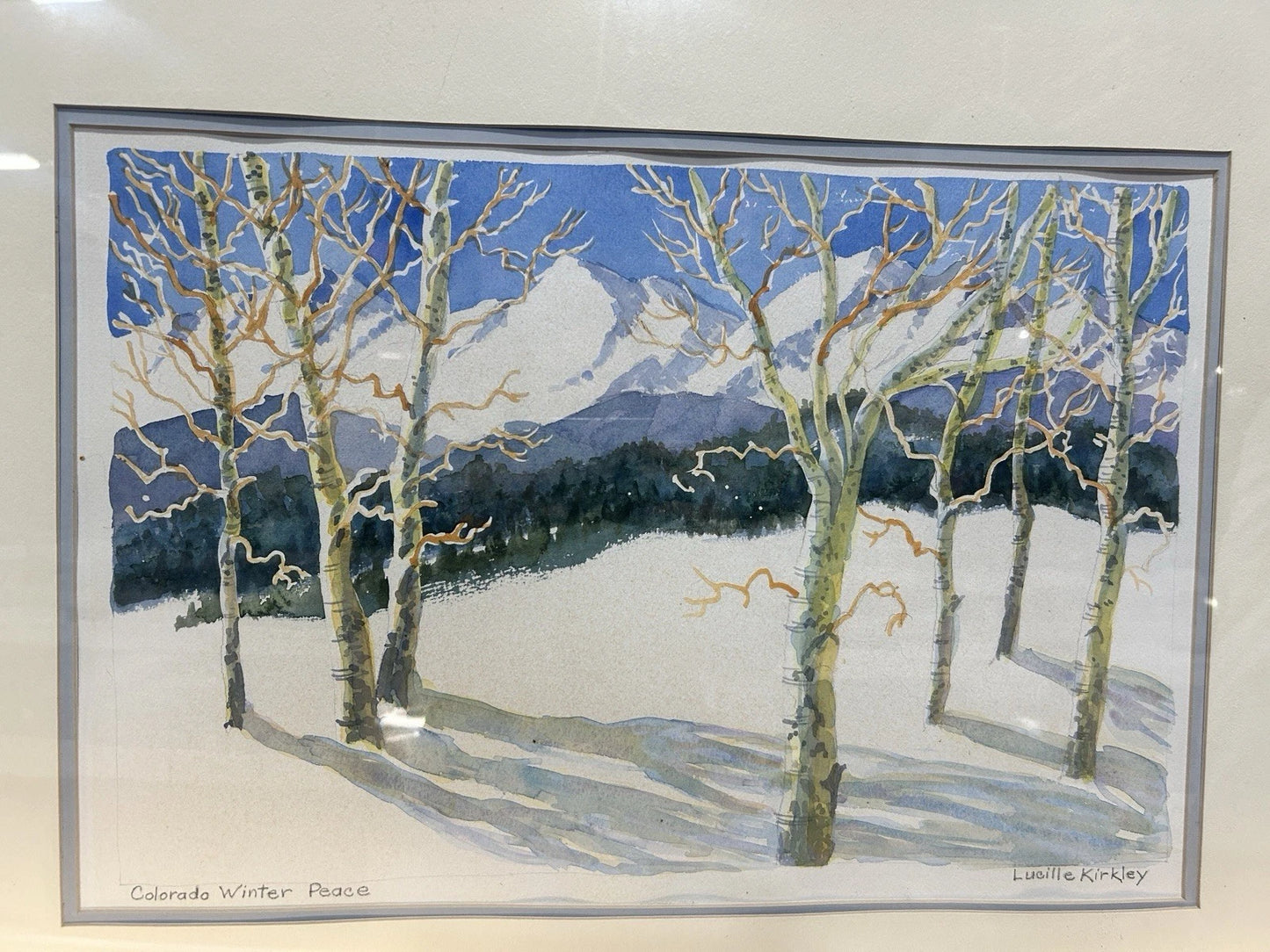 LUCILLE KIRKLEY WINTER SNOW SCENE ORIGINAL WATERCOLOR LANDSCAPE PAINTING