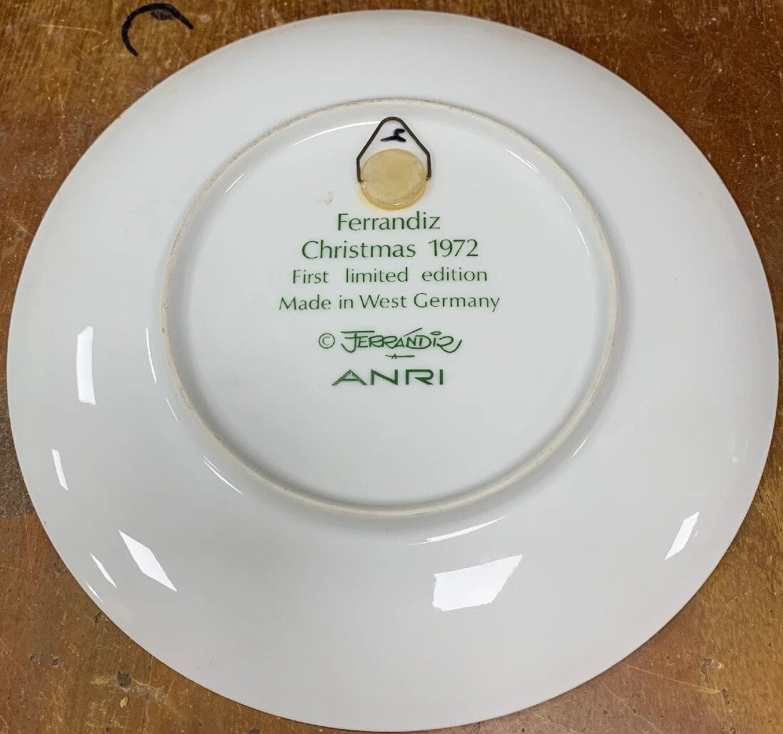 Vintage Ferrandiz Christmas1972 Collector Plate 1st Limited Ed Made West Germany