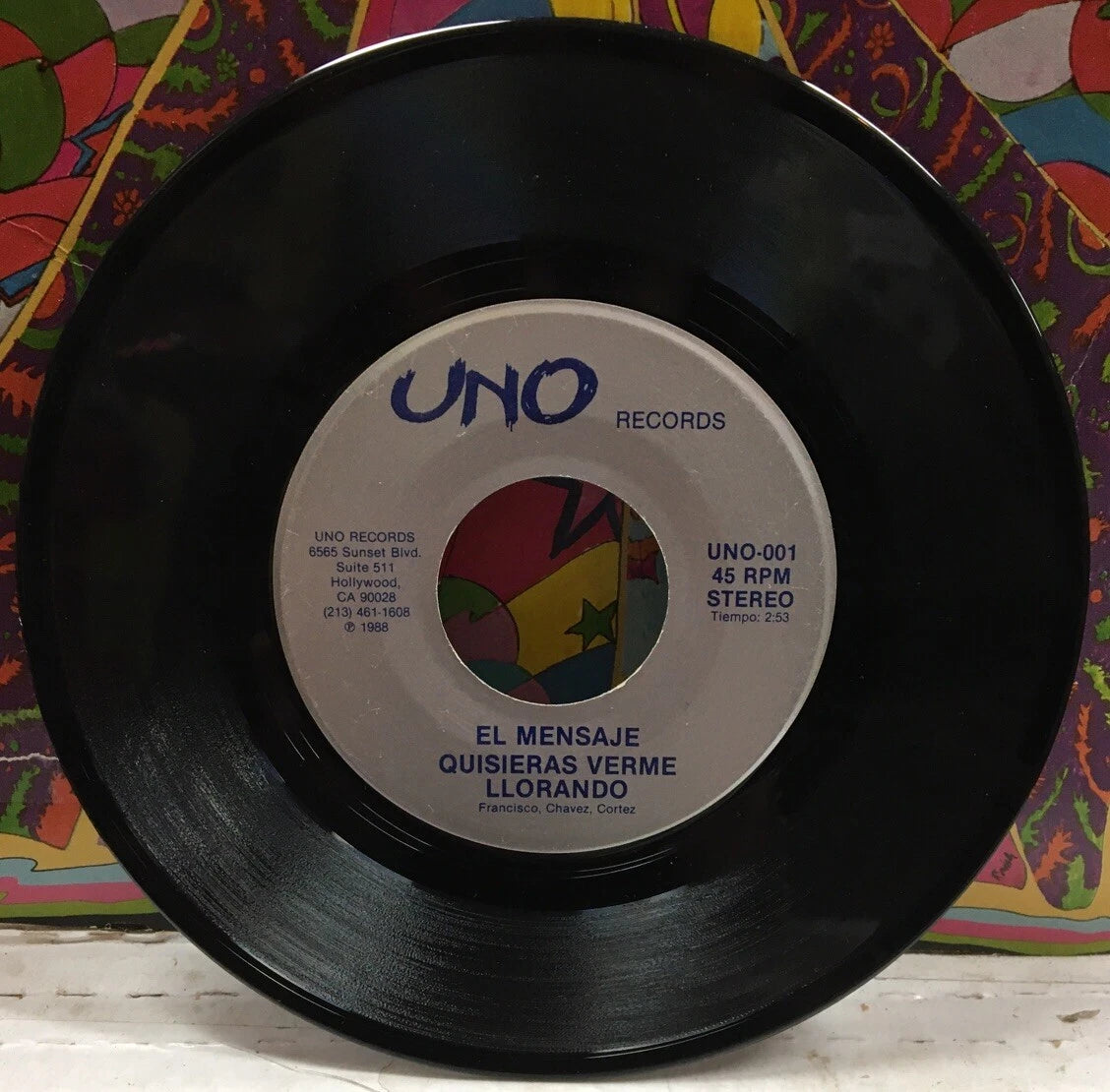 El Mensaje Quisieras Verme Llorando 7” Single UNO-001