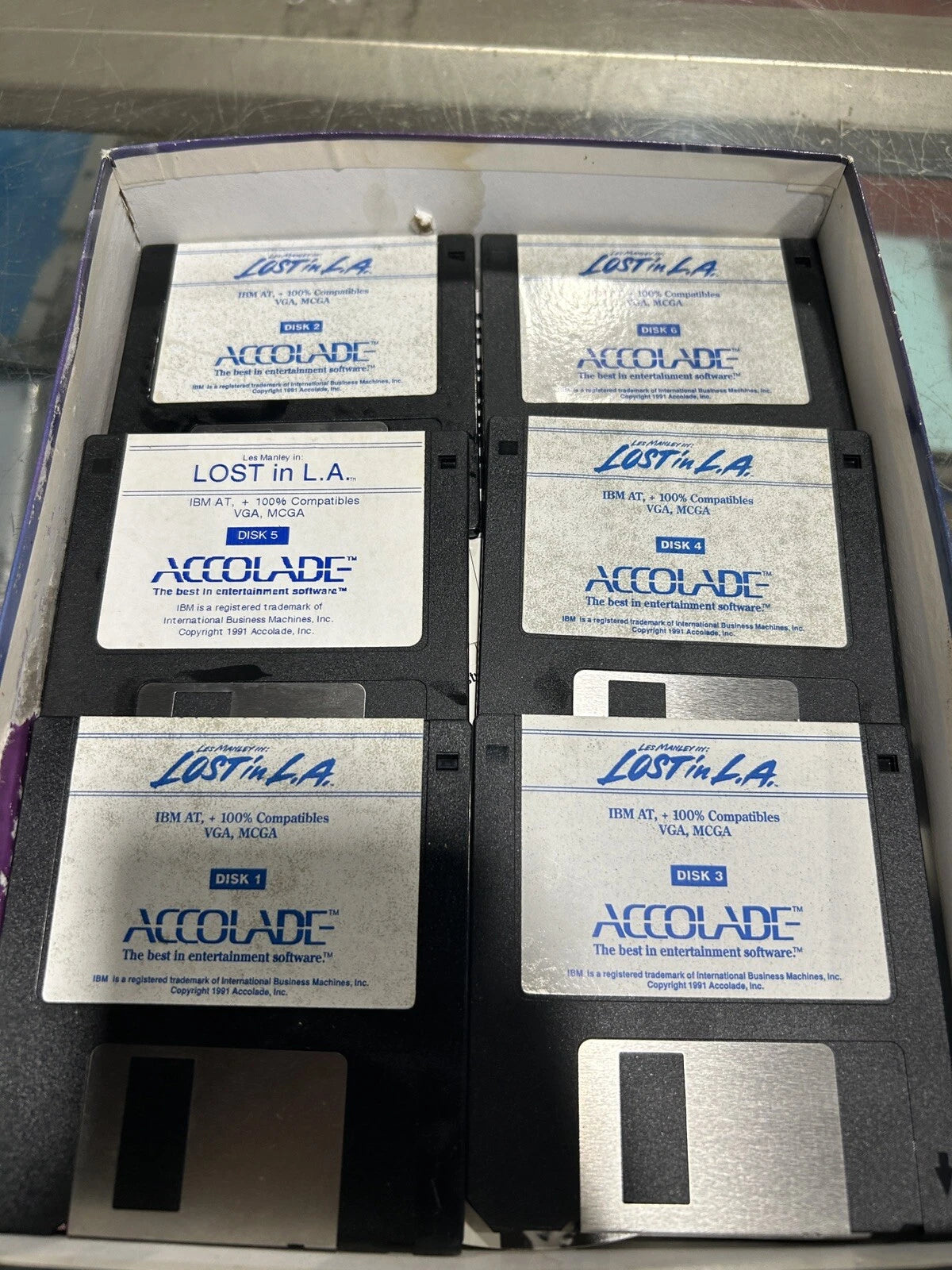 VTG Les Manley Lost in L.A. MS-DOS 3.5” Computer PC Game CIB Big Box 1991 LA