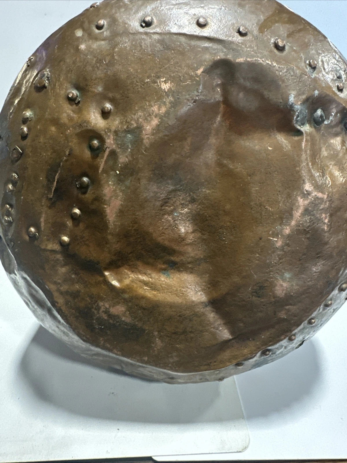 Antique Primitive Hammered Copper Bean Pot with Lid 11" tall