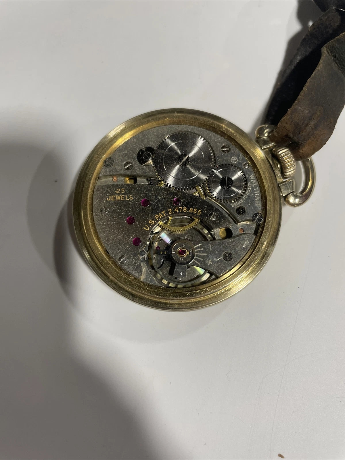 Waltham Pocket Watch 25 Incabloc Antimagnetic pocket watch gears moving