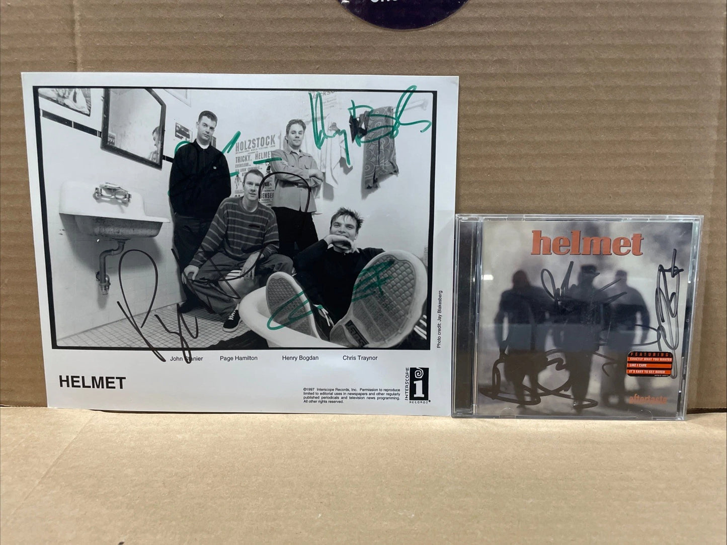 Helmet Aftertaste CD With Publicity Photo Autograph Signed Rare Vintage