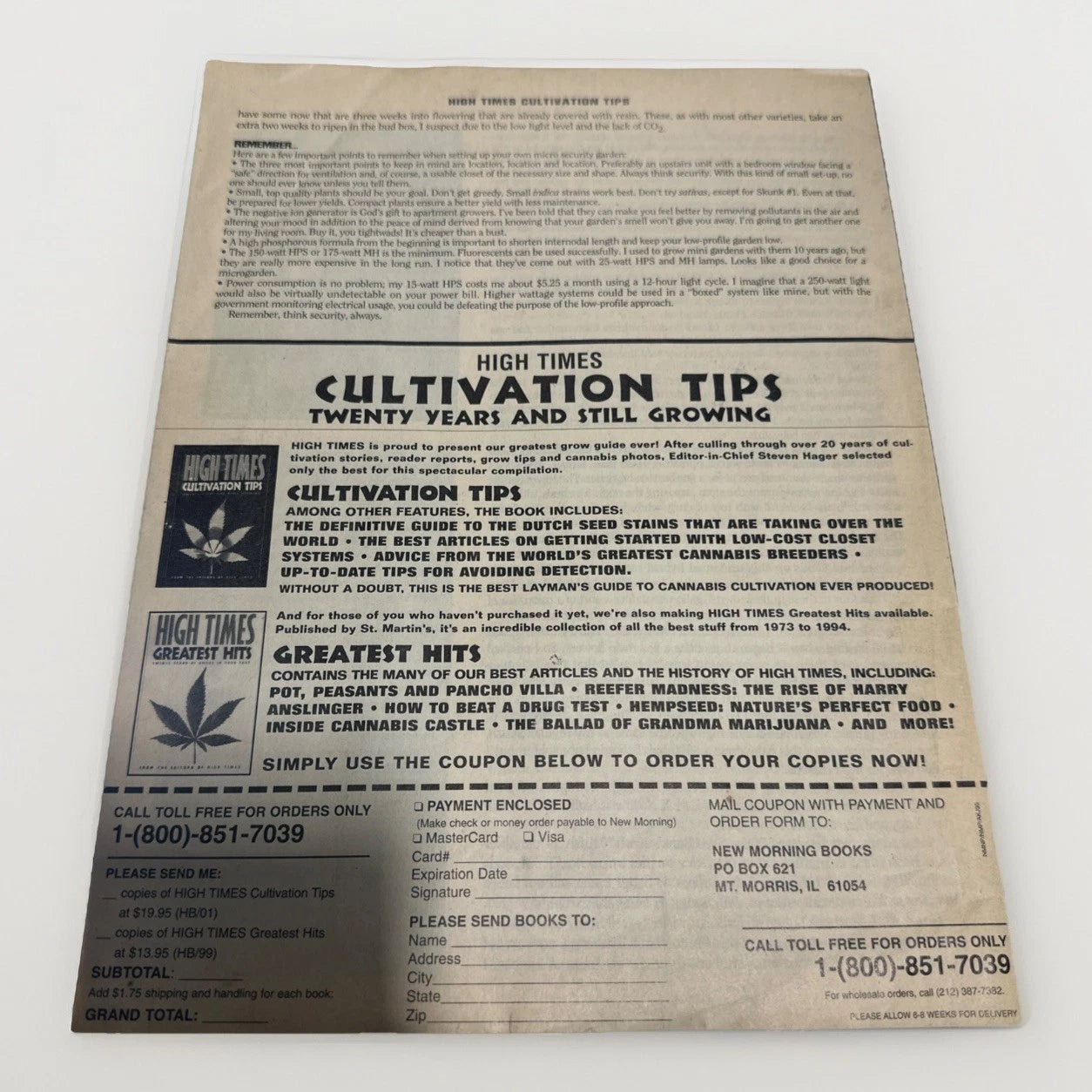 Vintage 1998 High Times Cultivation Tips Twenty Years Still Growing New Book