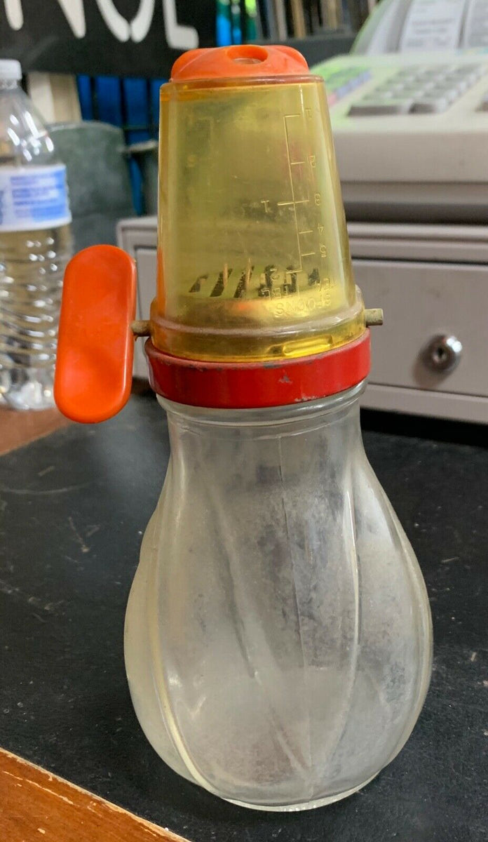 1940s Nut Grater - Glass Jar with Red Cap, Turn-Key Grater