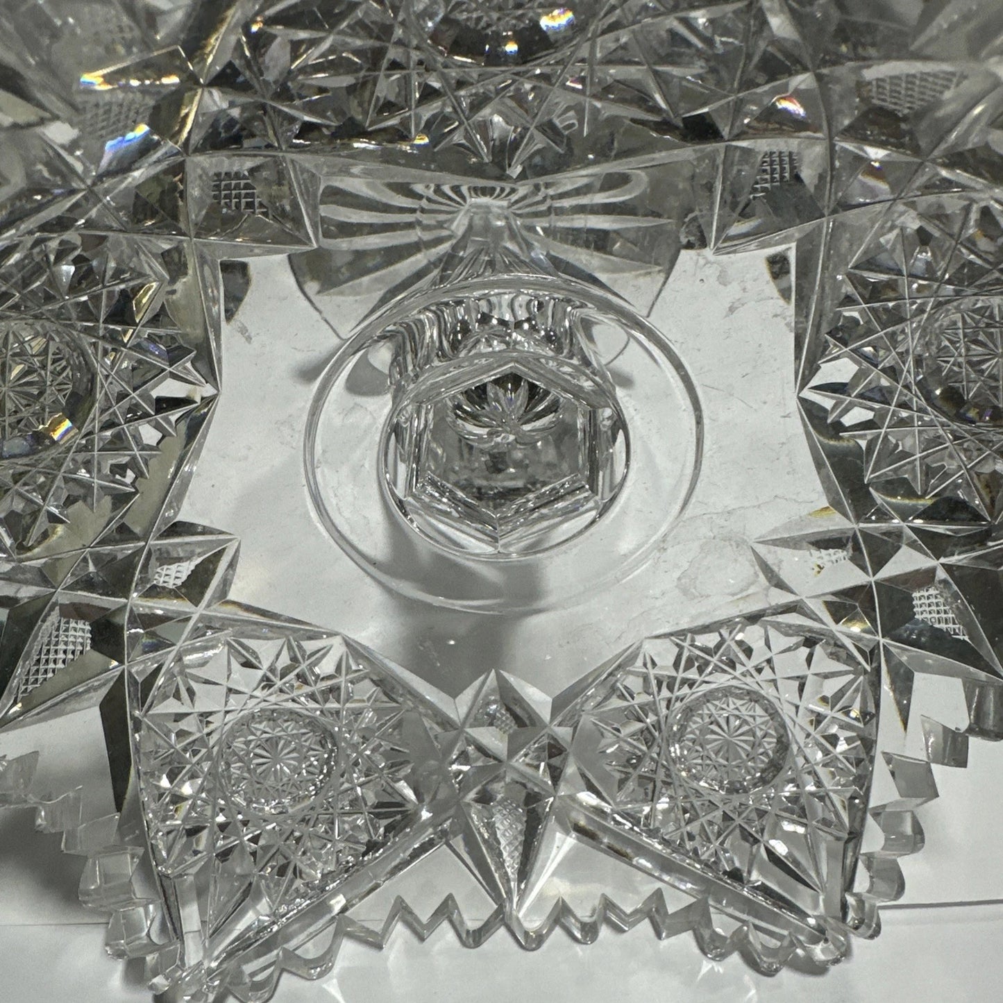9" Compote Bowl Antique American Brilliant Period Cut Glass Crystal Hoare / PP
