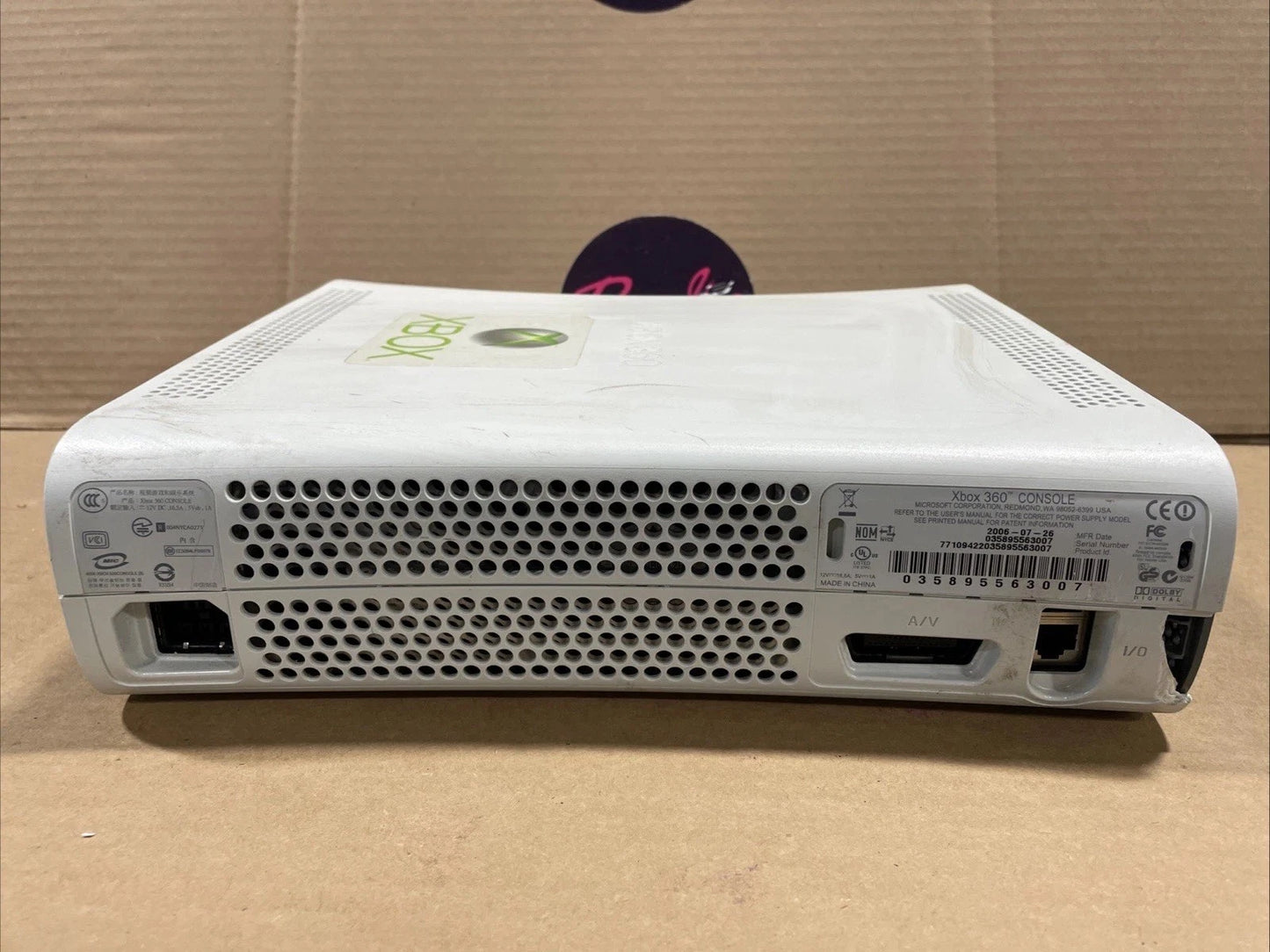 Microsoft Xbox 360 White Console Only For Parts As Is Repair Or Not Working