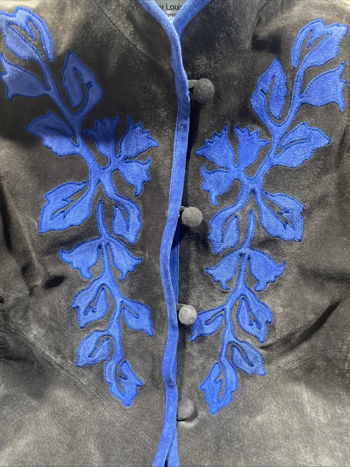 LINEA by LOUIS DELL'OLIO Genuine Leather Suede Blue Decor Jacket Coat Size Small