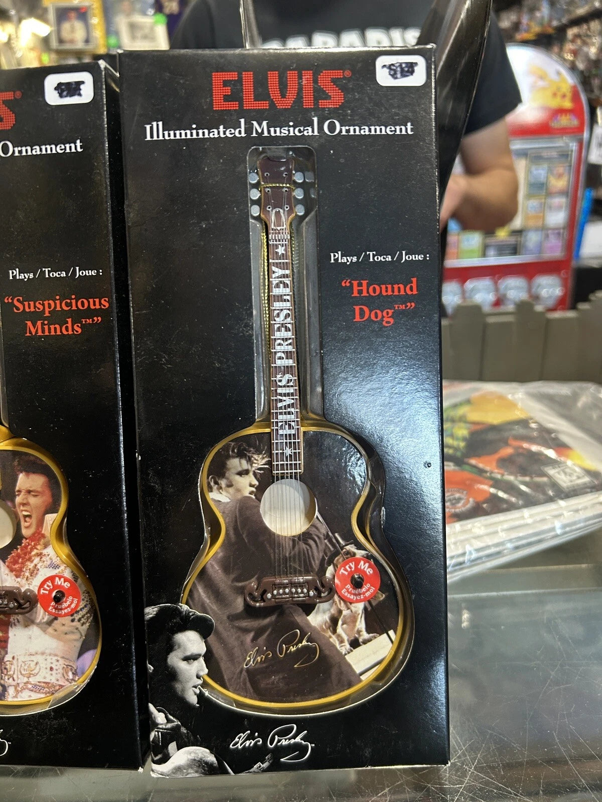Elvis Musical Ornament "Hound Dog" “White Jumpsuit” Guitar Set