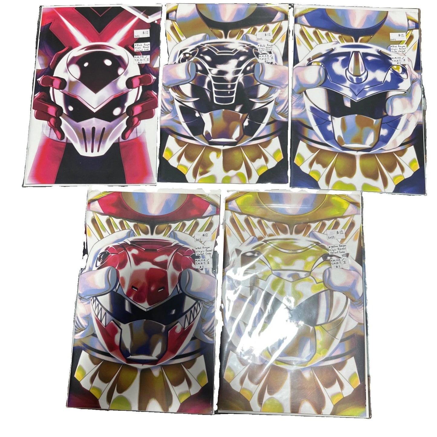 Mighty Morphin Power Rangers 1-5 TMNT 2 #1 Virgin Variant Mask Covers IDW EX