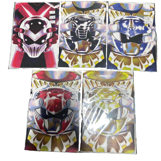 Mighty Morphin Power Rangers 1-5 TMNT 2 #1 Virgin Variant Mask Covers IDW EX
