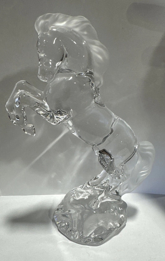 Lenox Fine Crystal Rearing Horse Figurine Frosted Mane & Tail Elegant Decor 8"
