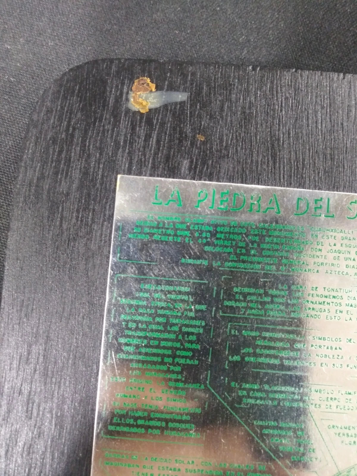 Vintage La Piedra Del Sol O Calendario Azteca Mexican Wall Plaque Metal and Wood