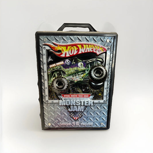 VTG Grave Digger HOT WHEELS MONSTER JAM Carrying Case Box with 15 Trucks Lot #3