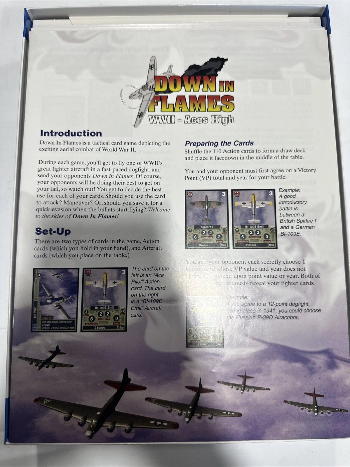 New in Shrink NIS - Down in Flames Aces High War Game by DVG Games - Open Box