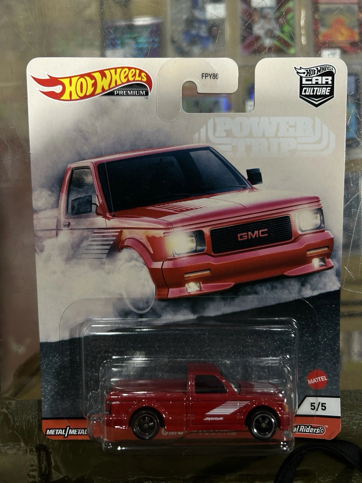 1/64 HOT WHEELS CAR CULTURE POWER TRIP 1991 GMC SYCLONE RED PICKUP TRUCK 5/5