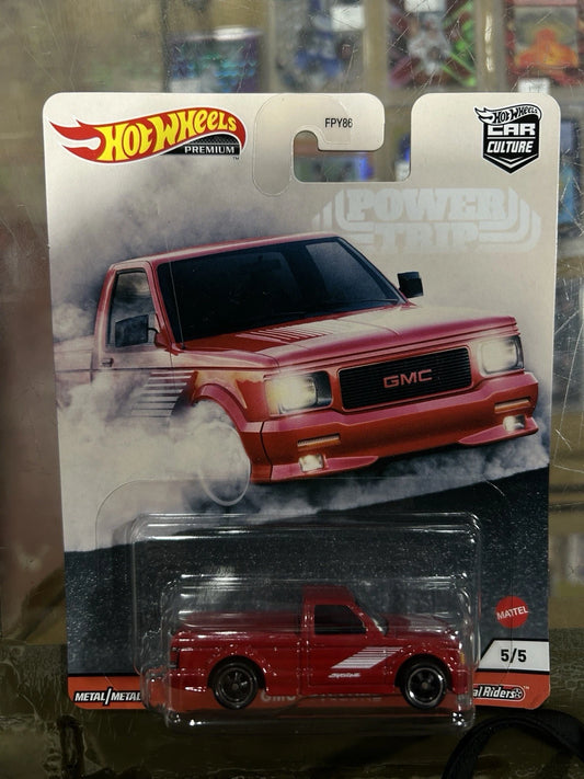 1/64 HOT WHEELS CAR CULTURE POWER TRIP 1991 GMC SYCLONE RED PICKUP TRUCK 5/5