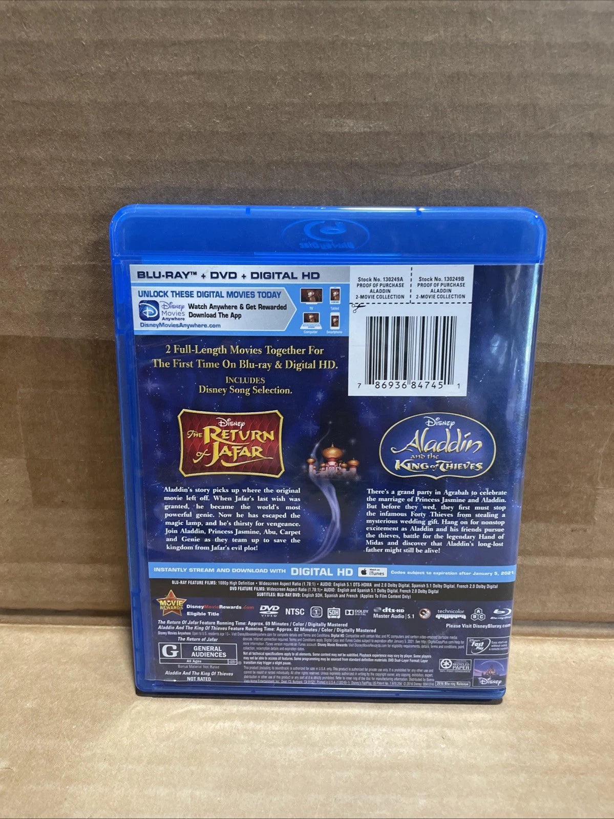 Disney Blu-ray Aladdin and the King of Thieves / Return of Jafar Double Feature