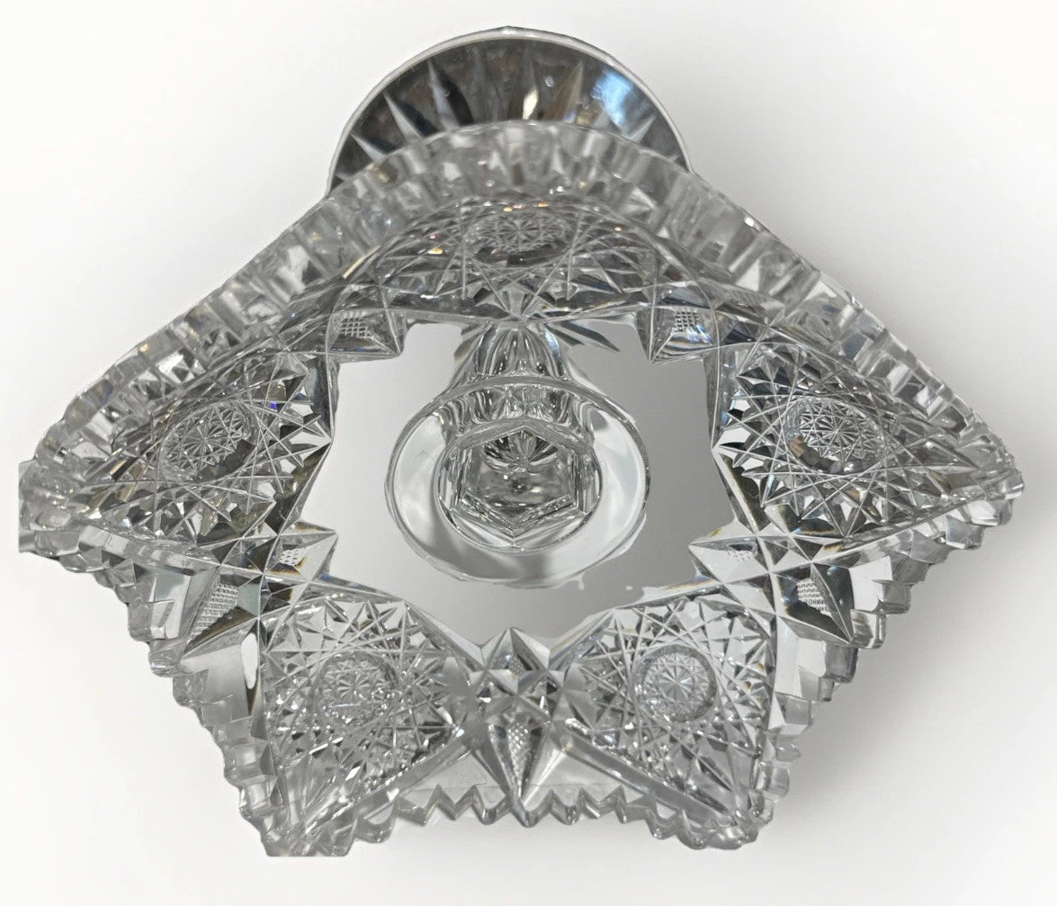 9" Compote Bowl Antique American Brilliant Period Cut Glass Crystal Hoare / PP
