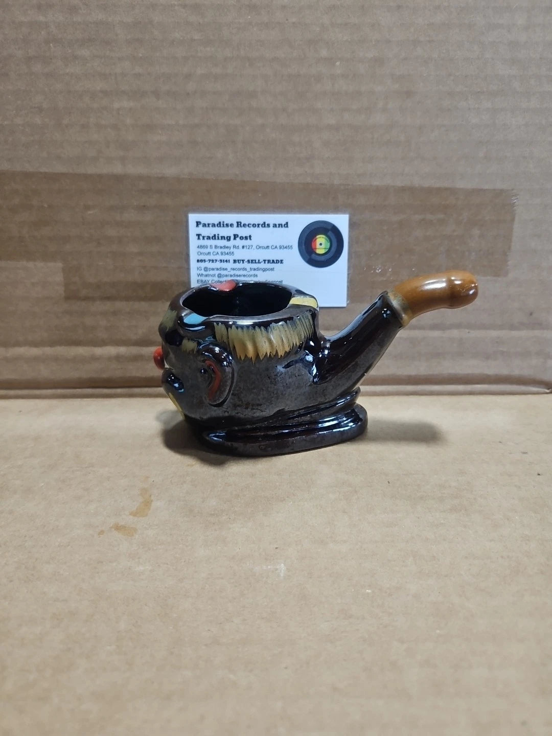 Vintage Ceramic Clown Face Pipe Shape Ashtray