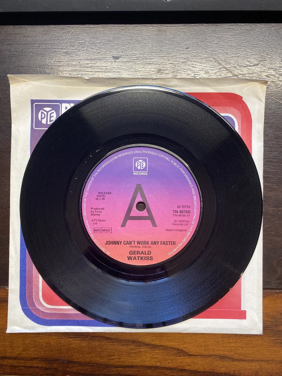 Gerald Watkiss - Johnny Can't Work Any Faster UK 1979 7" Pye Recs (Demo)