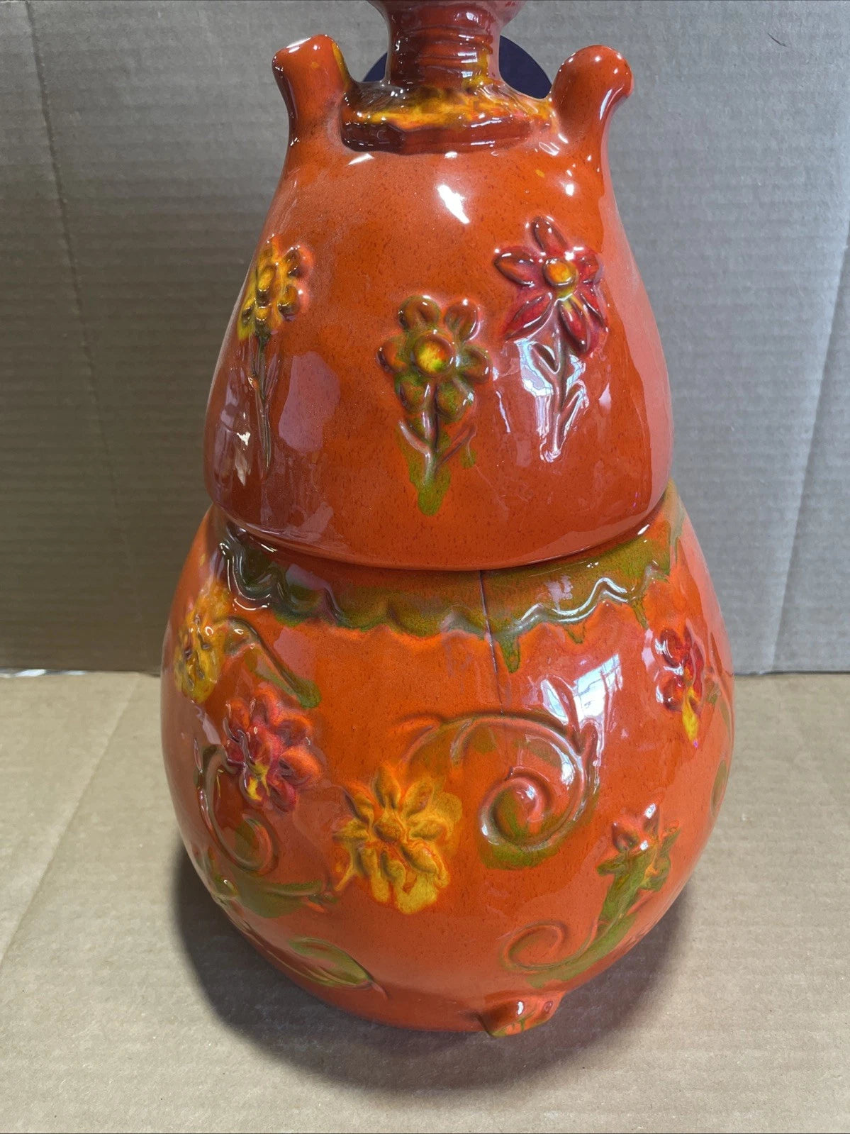 Pacific Stoneware 1968 Flower The Pig Cookie Jar Red Rare Vintage
