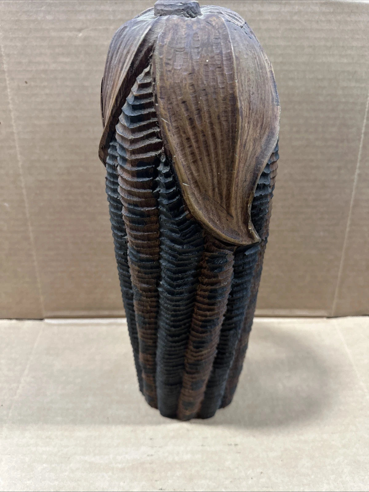One Of A Kind Wood Carving Bust Of Woman In Corn Shape
