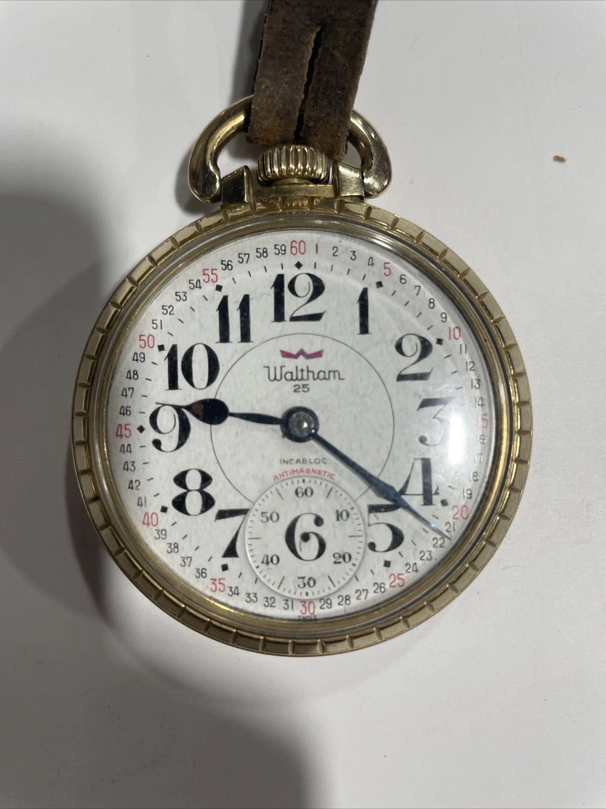 Waltham Pocket Watch 25 Incabloc Antimagnetic pocket watch gears moving