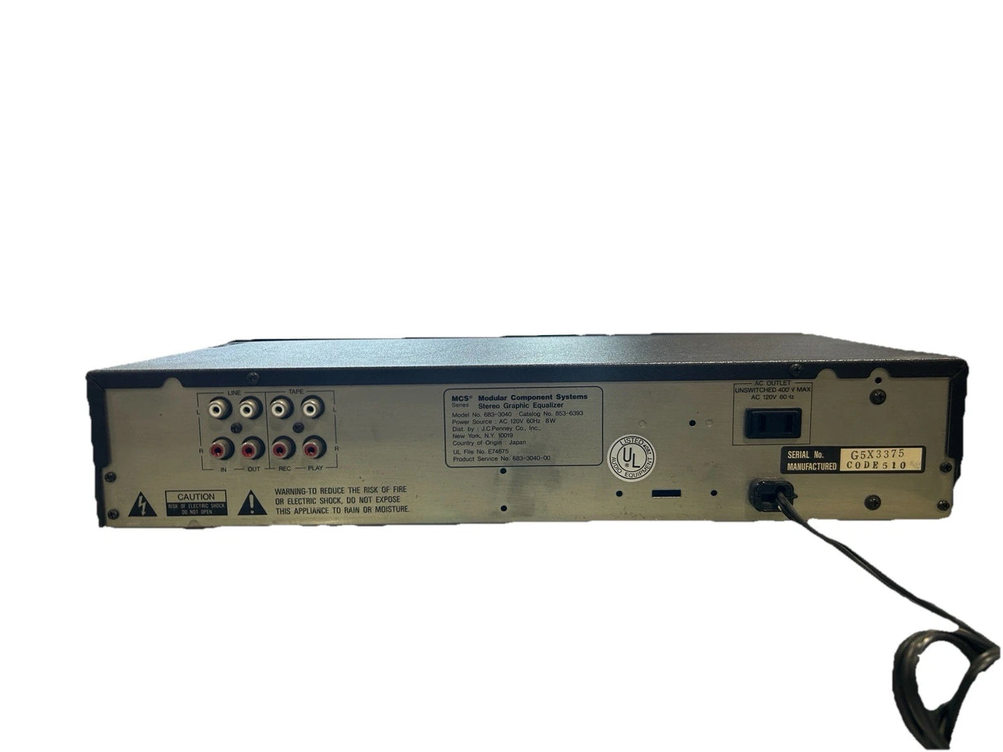 MCS 683-3040 - 10 Band Stereo Graphic Equalizer - Tested - Works Great