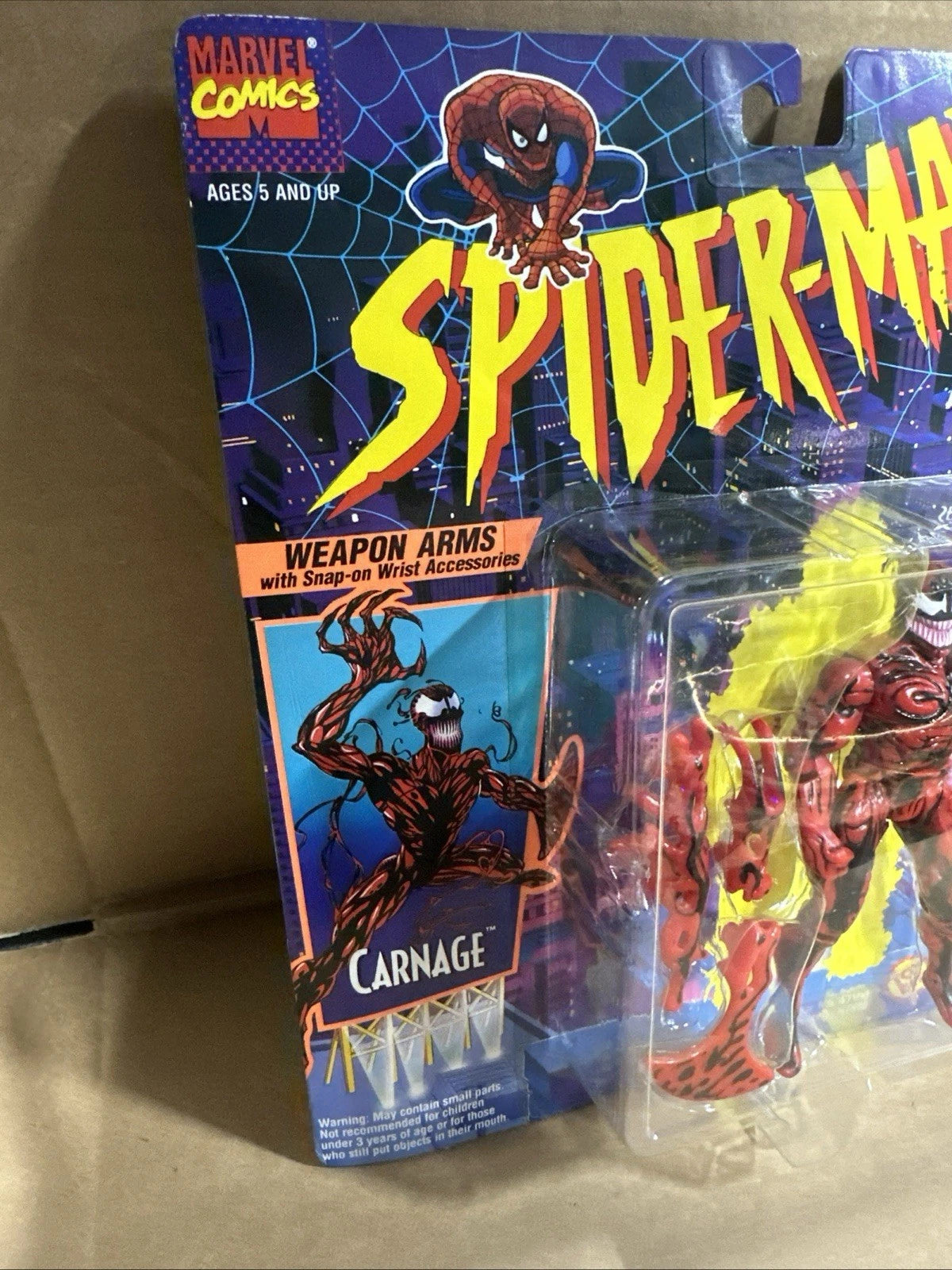 1994 Toy Biz Carnage 5" Action Figure With "Shape Shifter" Weapons
