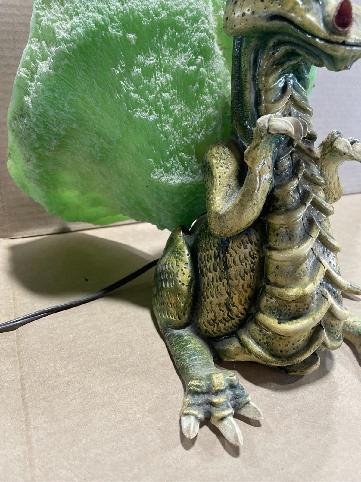 Vintage Dragon Green Lamp Working Tested Rare Dragon Themed