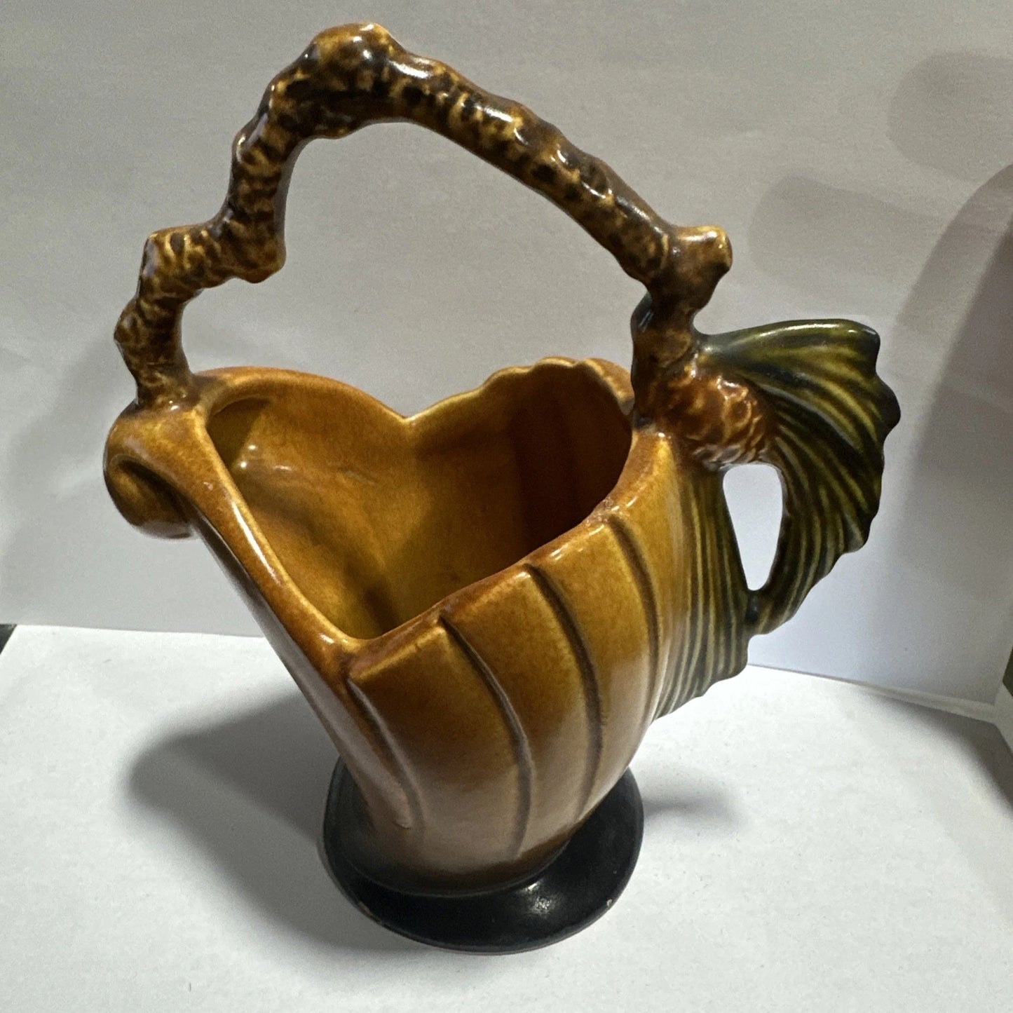 Rare Roseville Modern Pine Cone Handled Basket 408-6 Vintage Art Pottery