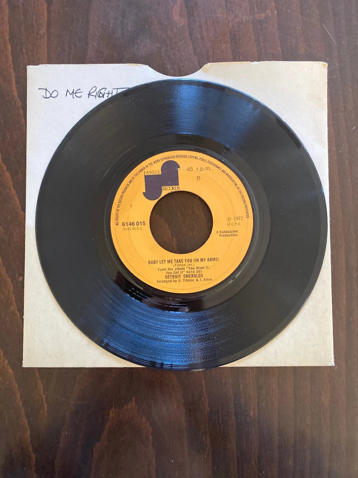Do Me Right/Baby Let Me Take You- Detroit Emeralds 6146015 VTG 7” 45rpm UK IMPRT