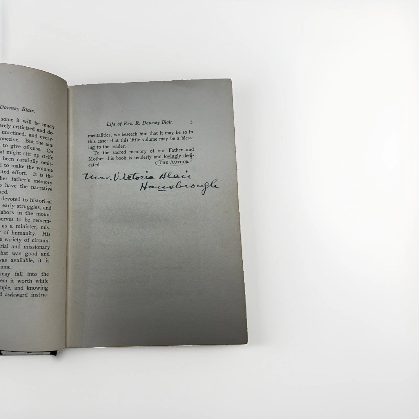 RARE 1908 SIGNED 1st Ed LIFE OF REV R DOWNEY BLAIR Hardcover