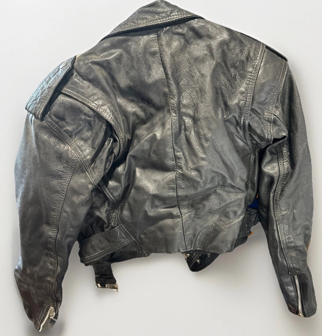 Vintage 90s Wilsons Cropped Leather Motorcycle Biker Punk Moto Jacket Womens XS