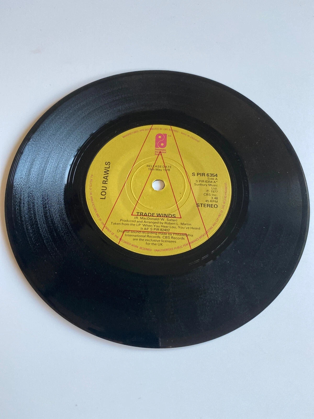 LOU RAWLS Trade Winds UK 7” Import PROMO DEMO Copy S PIR 6354