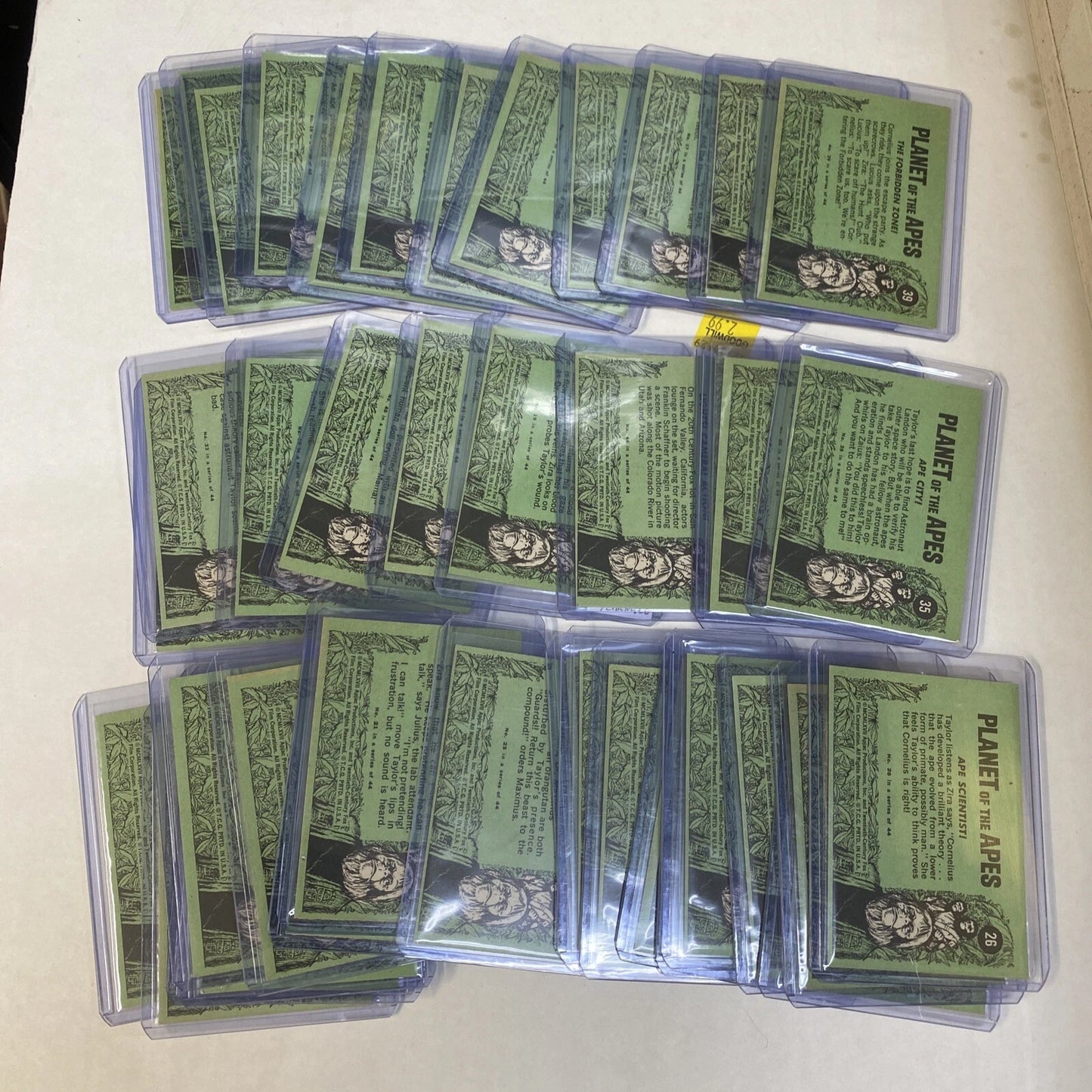 43 VTG. 1967 Planet Of The Apes Trading Cards (Sleeved & Top-Loaded) GREEN BACK!