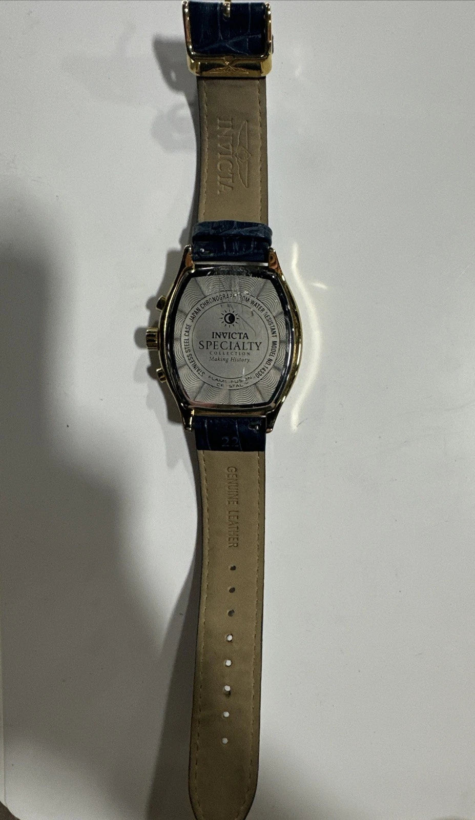 WORKING Invicta Specialty Chronograph Quartz Mens Watch Blue Leather Band