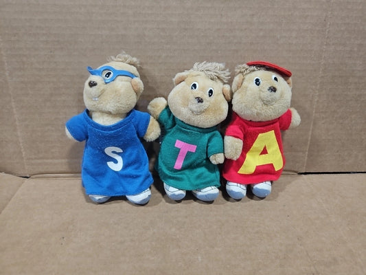Alvin & the Chipmunks Theodore Simon 1987 Burger King Plush Dolls Set of 3