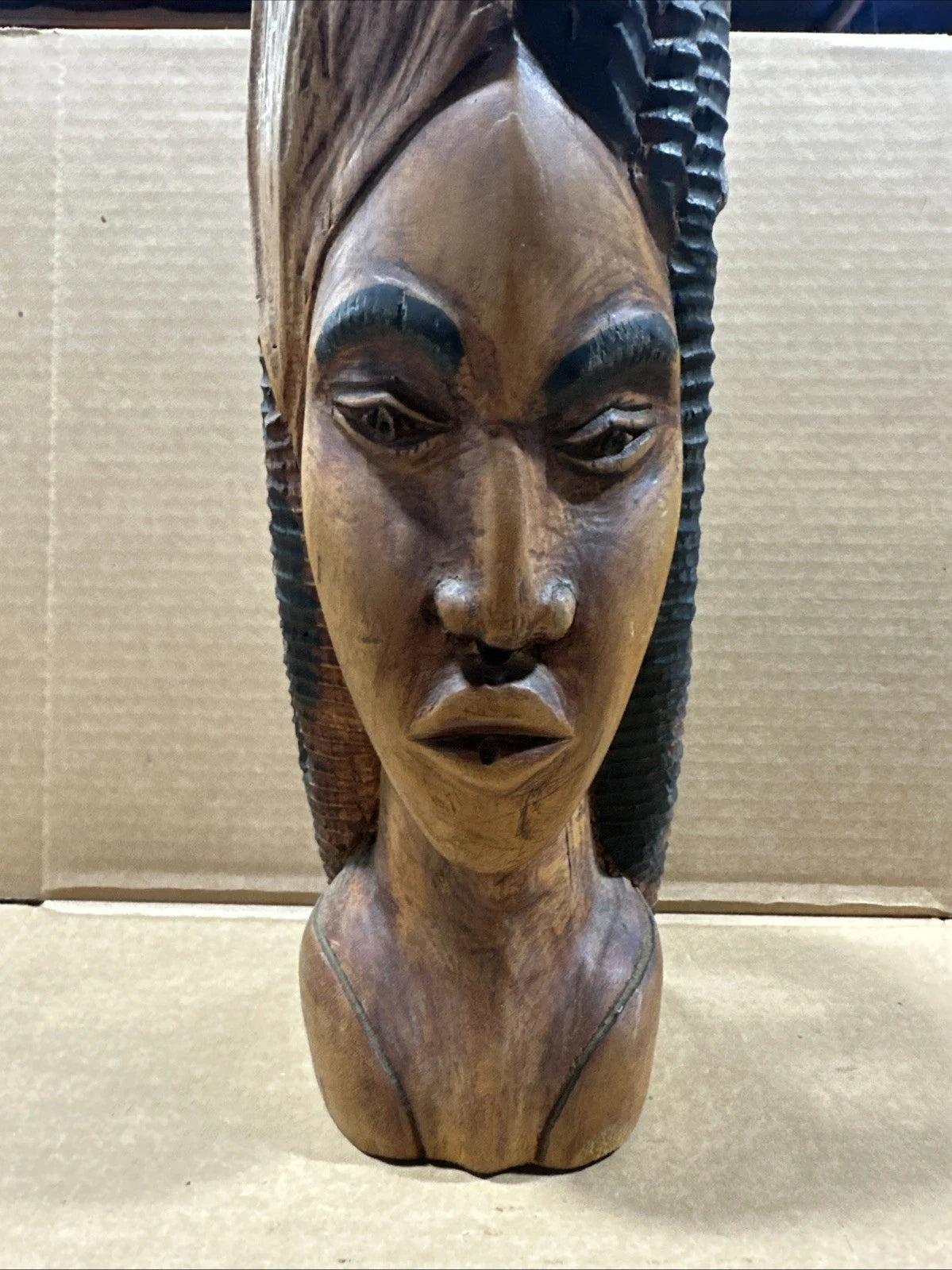 One Of A Kind Wood Carving Bust Of Woman In Corn Shape