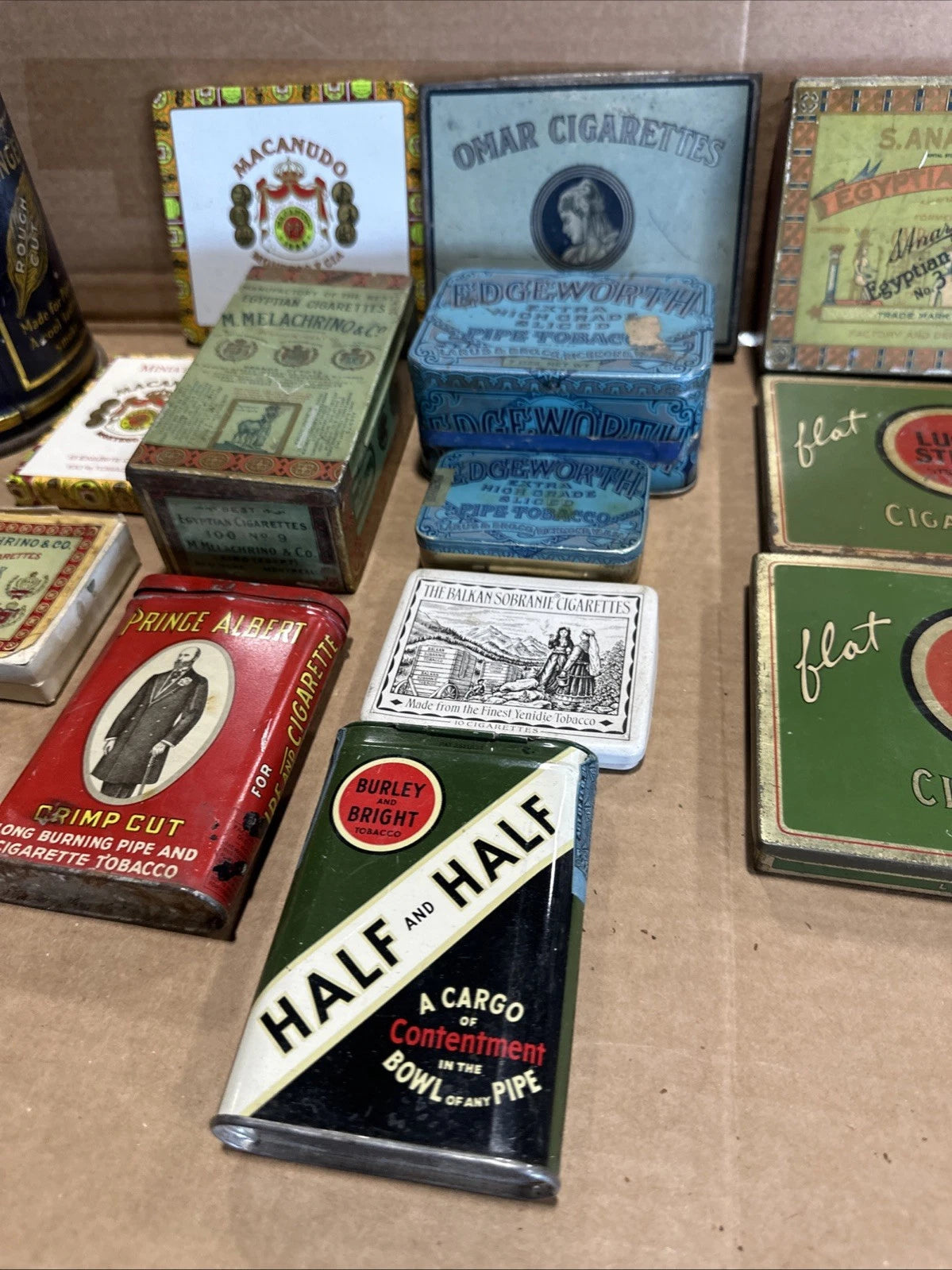 Antique Tobacco Tin Collection Lot 20 Cigar Cigarette Pipe Assorted Empty RARE
