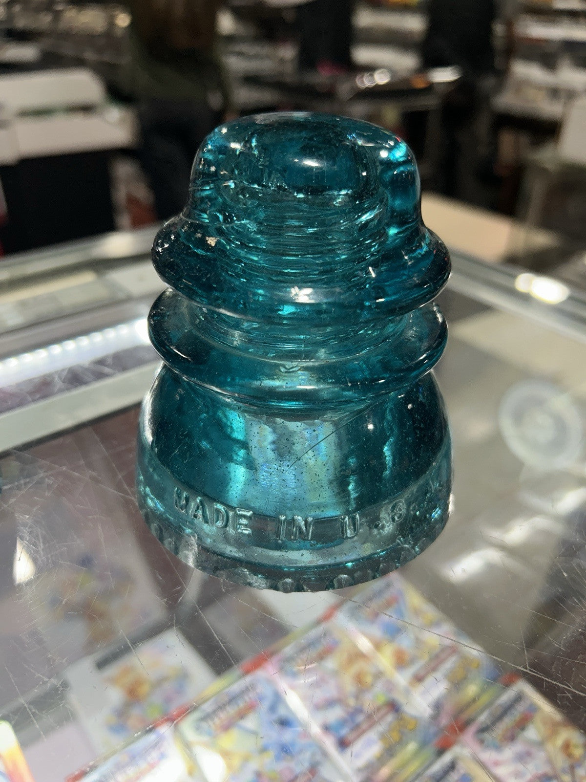 Vintage Hemingray Glass Insulator #42 Aqua Blue Made In U.S.A.