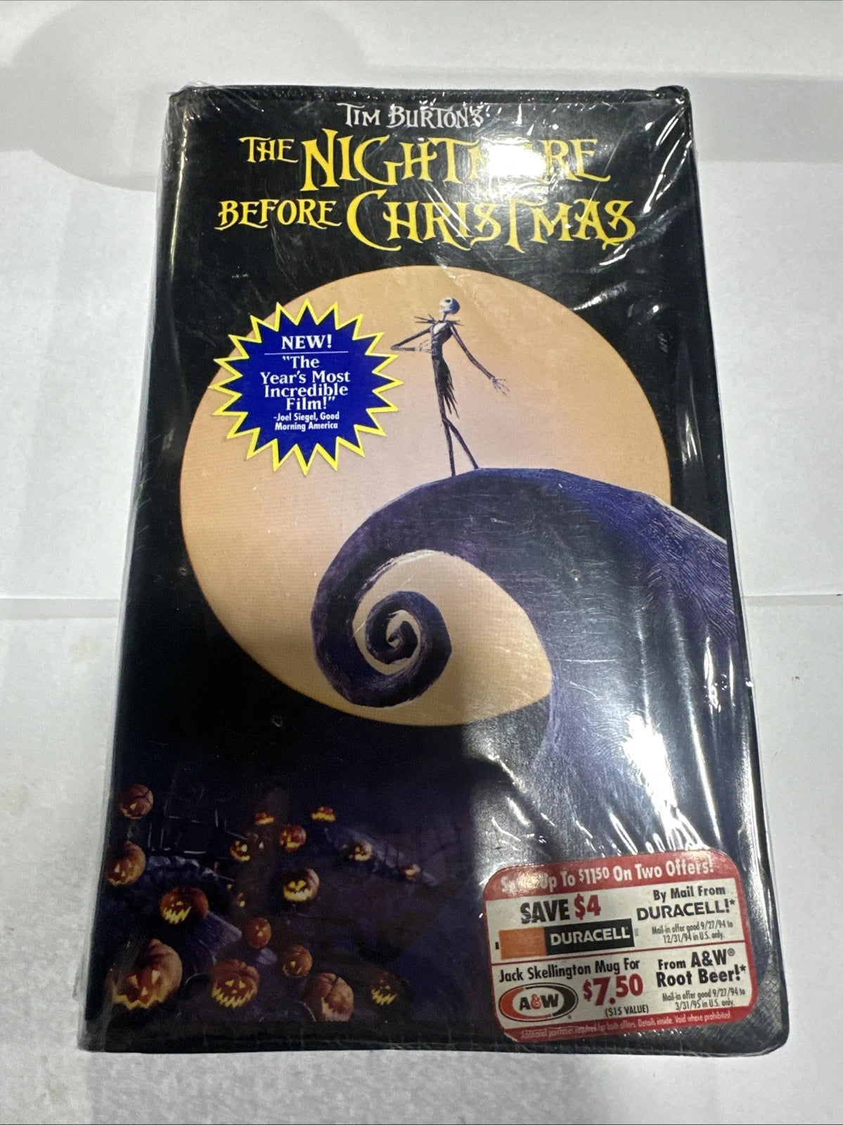 The Nightmare Before Christmas VHS Tape, 1994 Tim Burton Disney NEW Hype Sticker