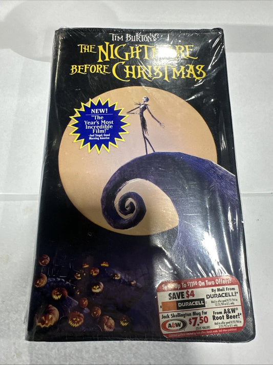 The Nightmare Before Christmas VHS Tape, 1994 Tim Burton Disney NEW Hype Sticker