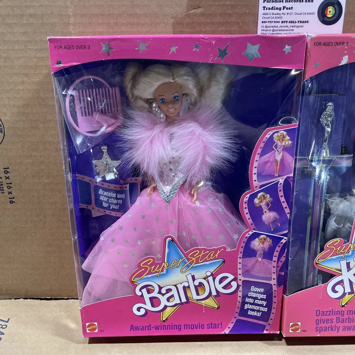 Vintage Super Star Barbie Ken 1550 1605 Mattel Movie Star Black 1988 80s NIB